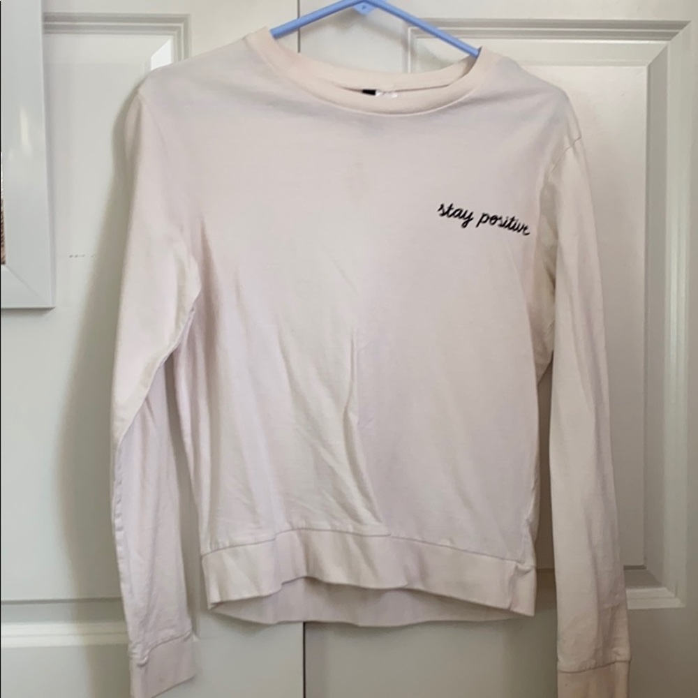 H&M pastel pink stay positive crew neck